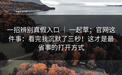 一招辨别真假入口 ｜ 一起草；官网这件事：看完我沉默了三秒！这才是最省事的打开方式